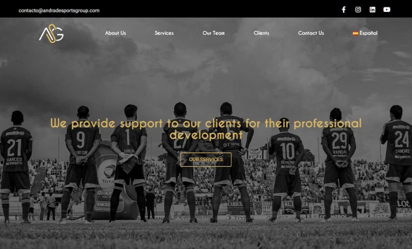 Imagen de Proyecto: Andrade Sports Group - Página corporativa en WordPress.